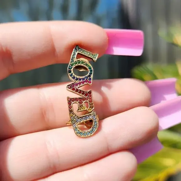 Gucci LOVED Single Ear Cuff Swarovski Crystal Rhinestone Huggie Rainbow Earring - Picture 9 of 11